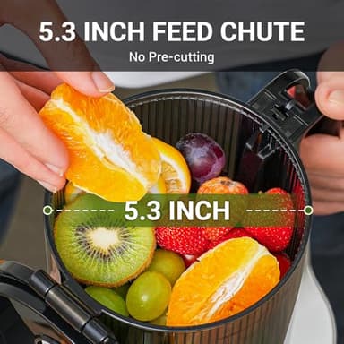 AMZCHEF Juicer Machines, 5.8" Extra Self-Feeding Cold Press Juicer for Whole Vegetable & Fruit, Juice Extractor Machine with Large Auger & Triple Strainers, Easy to Clean, High Juice Yield, Green - Image 2