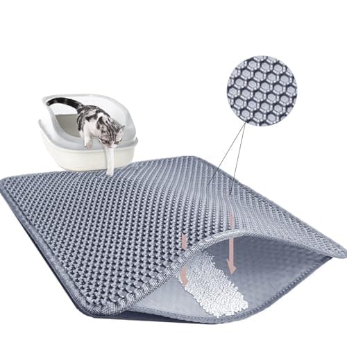 TidyNuts Cat Litter Mat 23.6"x15.7" Double Layer Waterproof & Non-Slip - Honeycomb Washable EVA Litter Mat for Scatter Control, Urine Proof Litter Trapping Mat for Litter Box(Light Grey) - Image 1