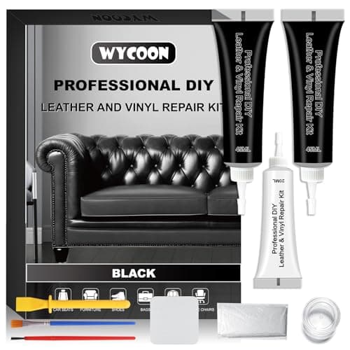 Black Leather & Vinyl Repair Kit, Fix Fading, Tears, Scratches, and Peeling on Leather and Vinyl Furniture, Car Seats, and Jackets, Easy Instruction with Color Mixing Guide - Image 1