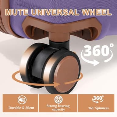 5 piece Luggage Set Expandable Suitcase 22x14x9 Airline Approved Carry on, ABS Hard Case Suitcases with Spinner Wheels, TSA Lock, (Purple, 5 Piece Sets(20/24/28/DB/TB)) - Image 3