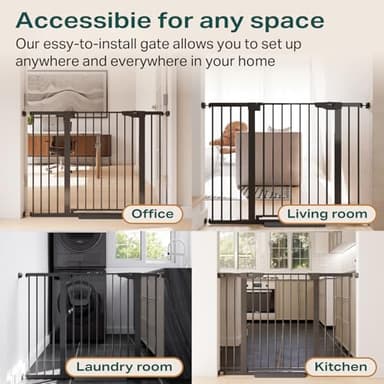 Cumbor 36" Extra Tall 29.7-51.5" Wide Baby Gate, Safety Dog Gate for Stairs, Easy Walk Thru Auto Close Pet Gates for The House, Doorways, Child Gate Includes 4 Wall Cups, Black - Image 8