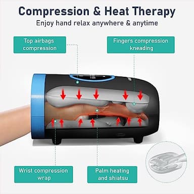 QUINEAR Hand Massager - Cordless Hand Massager with Heat and Compression for Arthritis, Carpal Tunnel and Stiff Joints - Gifts for Women Men - FSA-HSA - Image 3