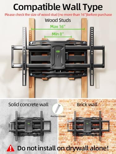 USX Mount Full Motion TV Wall Mount for 42-85 inch, TV Mount Swivel and Tilt,Wall Mount Bracket with Dual Articulating Arms Up to 132lbs, VESA 600x400mm, Max 16" Wood Studs, UL Listed XML019 - Image 2