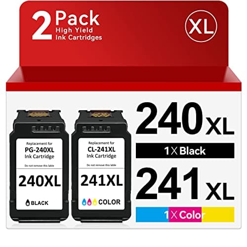 PG-240 XL/CL-241 XL Ink Cartridges Compatible for Canon 240XL 241XL Combo Pack for Canon PIXMA MG3620 MG3600 MG3520 TS5120 MG2120 MX472 MX452 MX512 MX532 Printer (1 Black,1 Color) - Image 1