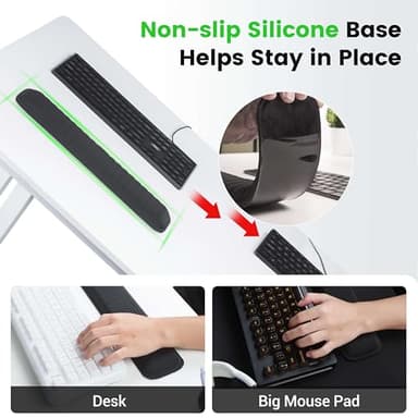 MEKASS Keyboard Wrist Rest, Soft Memory Foam Wrist Support for Keyboard, Keyboard Hand Rest Pad for Wrist Pain Relief, Keyboard Wrist Guard for Long Hours of Work, Gaming, Studying（Gray） - Image 6