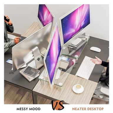 2 Pack Computer Monitor Riser with Height Adjustable Multi Media Desktop Stand for Flat Screen LCD LED TV, Laptop/Notebook/Xbox One - Image 3