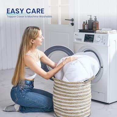 Belffin Pillow Top Mattress Topper King Size, Mattress Pad Cover with 8-21 Inch Deep Pocket, Bed Mattress Protector for Back Pain Relief Soft Breathable Overfilled Down Alternative Filling, White - Image 6