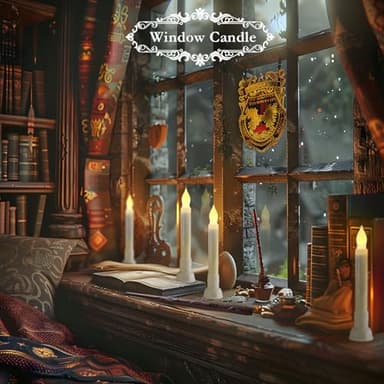 Homemory 12 Pcs Hanging Floating Candles with Wand Remote (Battery Include), Magic Deco Candles, Flameless Taper Candles Can be Used as Window Candles for Halloween Party Decor, Warm White - Image 3