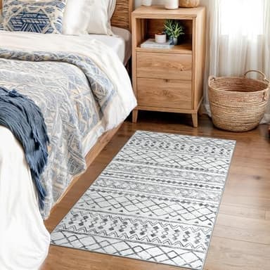KUTA Washable Non-Slip Rugs for Entryway 2x3, Grey Moroccan Boho Small Area Rug, Ultra Soft Vintage Geometric Low-Pile Indoor Door Mat Floor Carpet for Indoor, Entrance, Kitchen, Bathroom, Bedroom - Image 5