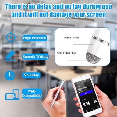 2PCS Stylus Pens for Touch Screens,Stylus Pen for iPhone/iPad/Tablet Android/Microsoft Surface,Compatible with Touch Screens(White Pink/White Purple) - Image 3