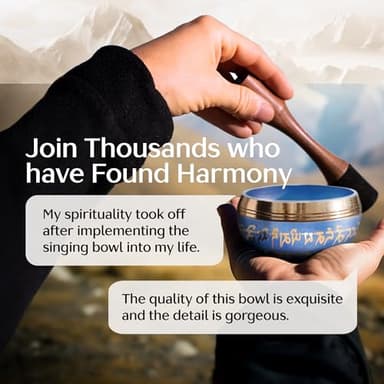 Handmade Tibetan Etched Singing Bowl Set with Case – Meditation Bowl & Sound Bowl with Cushion, Mallet & Guide – Ancient Tibetan Meditation Bowl for Therapy – Spiritual Decor Enhancements - Image 3
