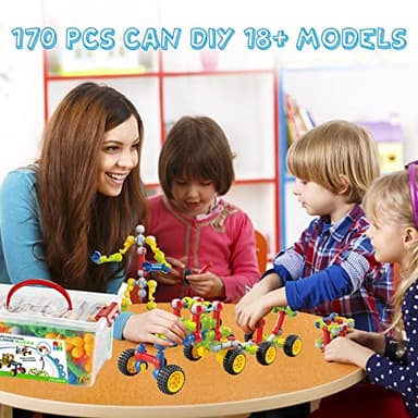 170 Pcs Building Toys for Kids Ages 4-8 with Toy Box Storage, Idea Guide, Building Blocks STEM Toys for 3 4 5 6 7 8 9 Year Old Creative Kids Activity, Christmas Birthday Gifts for Boys Girls - Image 4