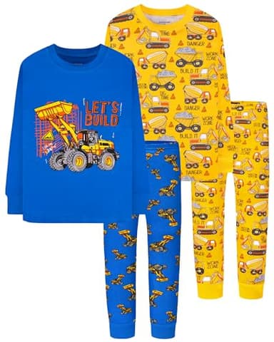DAUGHTER QUEEN Boys Pajamas 18-24 Months Excavator PJs 100% Cotton Long Sleeve Pj Sets Baby Toddler Sleepwear Tractor Jammies Vehicles Clothes Outfits 18m/Mo, 24m/Mth - Image 1