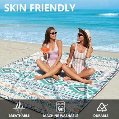 HIHOHO Beach Blanket Waterproof Sandproof Extra Large Beach Mat 79" X 83"/120"x108"for 1-8 Adults Quick Drying Durable Outdoor Picnic Mat for Beach Travel Camping Hiking - Image 2