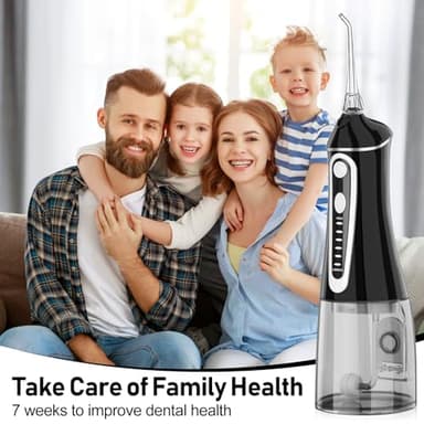 Water Dental Flosser Pick for Teeth,Grinest Cordless Water Dental pik Teeth Cleaner 7 Modes Rechargeable Oral Irrigator Portable IPX7 Waterproof Tooth flossing Cleaning for Home Travel-Black - Image 6