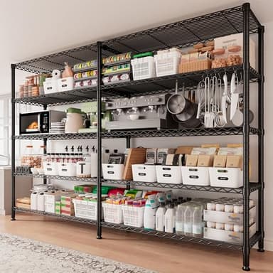 REIBII 70"W Storage Shelves Load 1600LBS, Metal Shelving 5-tier Wire Shelving Unit Metal Shelves for Storage Adjustable Garage Shelving for Pantry Kitchen Garage Commercial school 70"W*15.8"D*72.4"H - Image 2
