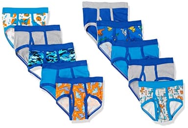 Hanes Toddler Boys' Briefs Pack, Dinosaur Printed Cotton Underwear, Assorted, 4T,10-Pack - Image 1