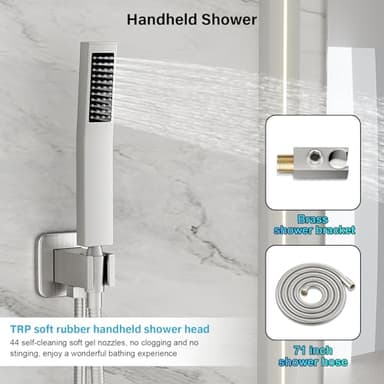FPXRNG Shower Faucet Set Bathroom Square Rain Shower Head and Handle Set, Wall Mounted Shower Fixtures, Full Metal Trim Repair Kit 10 inch Brushed Nickel (With Shower Valve) - Image 5