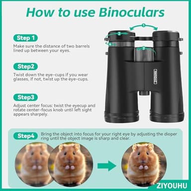 ZIYOUHU 10x42 Binoculars for Adults High Powered- Large View with Clear Vision Waterproof & Fogproof Lightweight Easy Focus Compact Binoculars for Bird Watching Hunting Travel Sports Opera Concert - Image 5