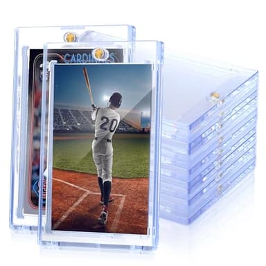 QTYORD 10 Pack 130PT Magnetic Card Holder for Trading Cards, One-Touch Card Case Holder for Baseball Football Sports MTG TCG Collectable Cards (10, 130PT) - Image 1
