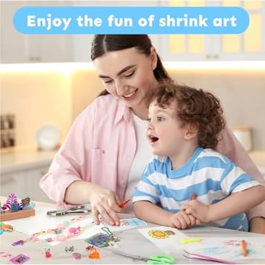 Auihiay 198 Pieces Shrink Plastic Kit Includes 20 Sheets Shrink Papers, Hole Punch, Keychain Accessories and Pencils for Shrinky Art and DIY Keychain Making Easter Mother Day Ornament - Image 2