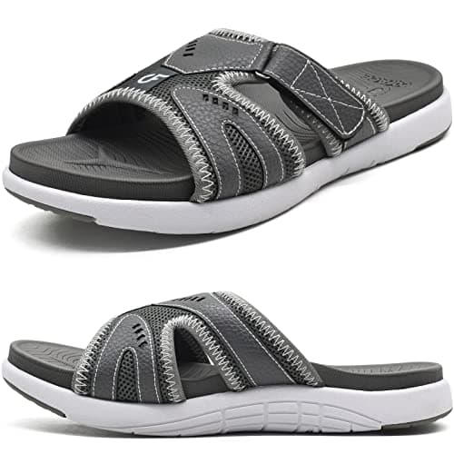 COFACE Mens Sport Recovery Sandals Plantar Fasciitis Soft Cushion Lightweight Orthotic Slides for Men Grey Size 11 - Image 1