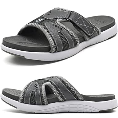 COFACE Mens Sport Recovery Sandals Plantar Fasciitis Soft Cushion Lightweight Orthotic Slides for Men Grey Size 11 - Image 1