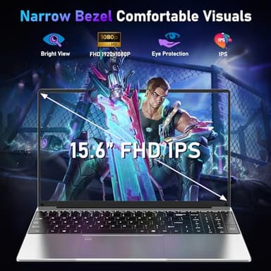 NAIKLULU Gaming Laptop,15.6 Inch Laptop Computer,16GB RAM 1TB SSD,AMD Ryzen 5 7430U (up to 4.3Ghz,Beat 5700U),AMD Radeon Graphics,15.6”FHD 1920 * 1080 Display,WiFi 5,BT5.0,Backlit Keyboard - Image 5