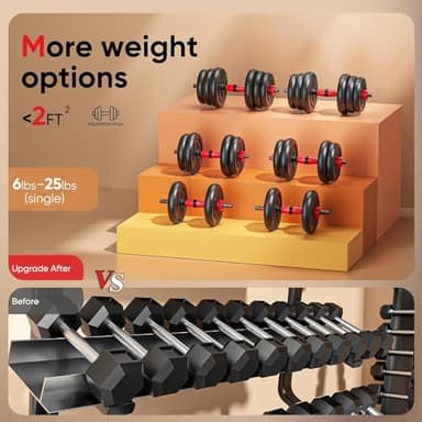 UNNMIIY Adjustable Dumbbells, 10/20/30/45/70/90lbs Free Weight Set with Connector, 4 in1 Dumbbells Set Used as Barbell, Kettlebells, Push up Stand, Fitness Exercises for Home Gym Suitable Men/Women - Image 4