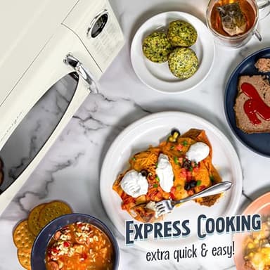 Nostalgia Retro 700W Microwave Oven 0.7 Cu Ft Capacity – Child Safety Lock, 8 Auto-Cook Settings – Countertop Kitchen Appliance – Ivory - Image 3