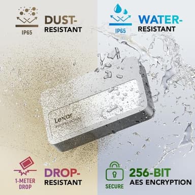 Lexar 1TB Professional Go Portable SSD w/Hub, Supports Apple 4K 60fps ProRes, Up to 1050MB/s, USB 3.2 Gen 2, Rugged, IP65, Ultracompact, Compatible w/iPhone 15/16, External SSD (LSL400S001T-RNSNU) - Image 7