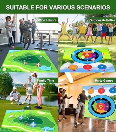 goienu Golf Game: 70"x 70" Plus Size Double Sided Hitting Mat, Ideal Gifts for Kids Adults, 20 Sticky Balls & 10 Darts for Indoor or Backyard Battle Chipping - Image 7