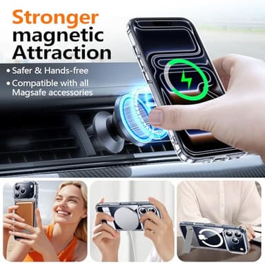 xiwxi for iPhone 17 Pro Max Case with Kickstand,[Compatible with Magsafe][1*Screen Protector],Military-Grade Protection & Anti-Yellowing,Magnetic Phone Case for iPhone 17 Pro Max,Clear - Image 4