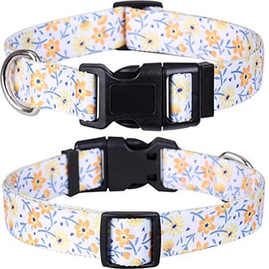 2 Pack Dog Collar Floral Adjustable Nylon Pet Collars for Small Medium Large Dogs Puppy - Image 3