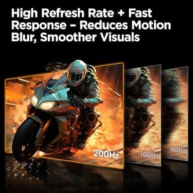 KOORUI 27" 200Hz Gaming Monitor, 1ms Fast IPS Computer Monitor, WQHD (2560 x 1440p) HDR 400 Display, DCI-P3 95% Color Gamut, FreeSync Premium, Adaptive G-Sync, HDMI x 2, DisplayPort, Black - Image 3