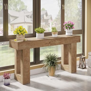 Tribesigns 63-Inch Long Console Table, Wooden Rectangular Sofa Table Behind The Couch, Farmhouse Entryway Table for Entrance, Hallway, Living Room (Natural) - Image 9