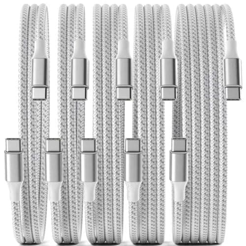 SwaggWood USB C Cable, 5 Pack 3/3/6/6/10FT 60W Fast Charging USB C to USB C Cable, Nylon Braided Type C Charger Cable for iPhone 16/15/iPad Pro/MacBook Air, Galaxy Z Fold7/S25 and More - Image 1
