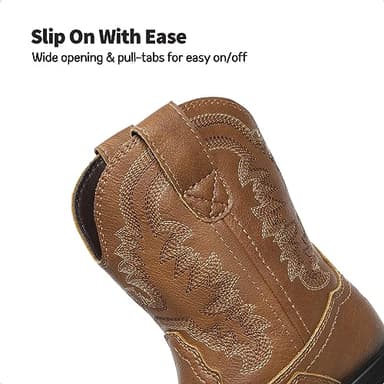 DREAM PAIRS Little Boys Girls Kids Cowboy Boots Western Square Toe Riding Mid Calf Boots Sdbo2307K Brown Size 11 Little Kid - Image 3