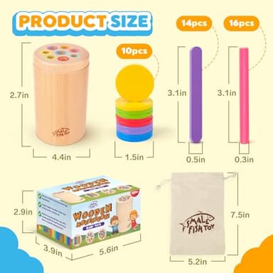 Wooden Montessori Baby Toddler Toys: 3 in 1Learning Fine Motor Skills Juguetes, Educational Color Sorting Fidget Sensory Toys for Toddlers 1-3, Object Permanence Cause and Effect Boys Girls Gifts - Image 5