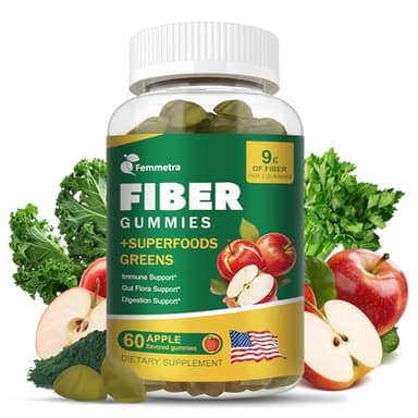 13-in-1 Prebiotic Fiber Gummies for Adults - Digestive Support with Greens Blend & ACV, Sugar Free Apple Flavor for Gut Health & Regularity - 60 Vegan Gummies, Non-GMO - Image 1