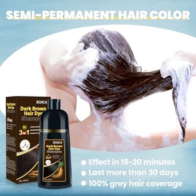 BOJICA Hair Dye Shampoo for Gray Hair Coverage, 3-in-1 Semi-Permanent Color Shampoo for Women & Men Dark Brown - Image 6