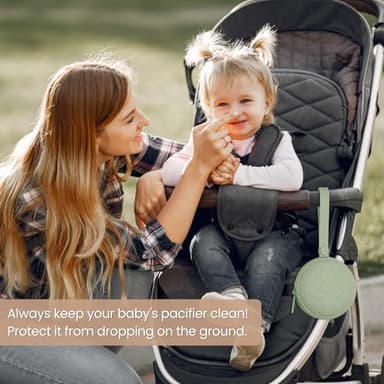 2 Pack Silicone Pacifier Holder Case, Baby Pacifier Holder Pouch for Newborn, Boys and Girls, Portable Silicone Pacifier Bags (Natural+Sage) - Image 5