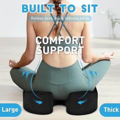 BlissTrends Seat Cushion,Thick Memory Foam Cushions for Office Chair, Car Seat, Airplane, Relieving Pressure Tailbone Sciatica Back Pain for Long Sitting Office Workers, Car Drivers 4.7in Thick Black - Image 5