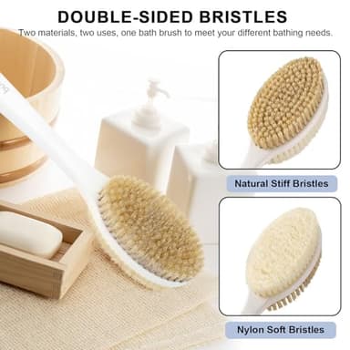 Bubbob Back Scrubber, Back Scrubber for Shower, Bath Brush Long Handle for Shower with Double Sided Bristles for Wet or Dry Brushing (Blue) - Image 3