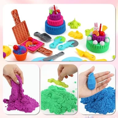 YIDESTARS Sensory Play Kit: Sand Art & Ice Cream Toy - 4lbs Colorful Sand,Molds,Tools,Sandbox w/Lid - Fun Gift for Kids(3-8) - Image 6