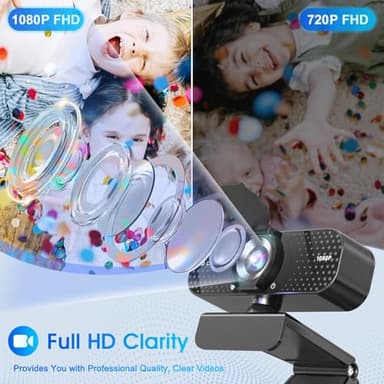 TRAUSI 1080P Full HD Webcam with Privacy Cover, Wide Angle Lens, Active Light Correction, Plug and Play USB Webcam for PC, Desktop, Laptop - Image 2