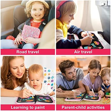 Qrytoi Erasable Book Doodle Set for Kids,Reusable Magic Drawing Book for Kids with 12 Watercolor Pens 14 Page Drawing,Road Trip Car Game Writing Painting Set for Boys and Girls (Pink Unicorn) - Image 6
