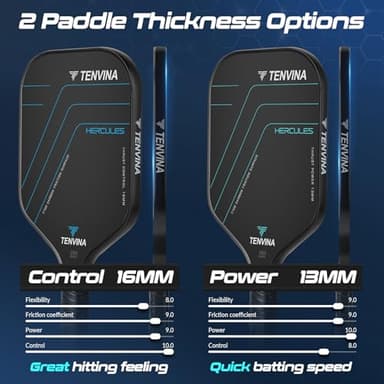 TENVINA Pickleball Paddles, Multi-Layer T700SC Textured Carbon Fiber Pickleball Paddle, 4-Types of Shapes and Thicknesses, Strong Spin & Power Surface of USAPA Approved Pickle Ball Paddle - Image 5