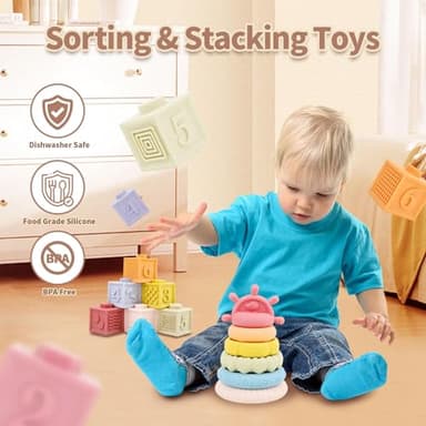 LUCKFUTURE Baby Toys 6 to 18 Months, 8 in 1 Montessori Toy Set, Educational Learning Toy for Toddlers Babies Sensory Toys Newborn Infant Gifts for Boys & Girls - Image 4