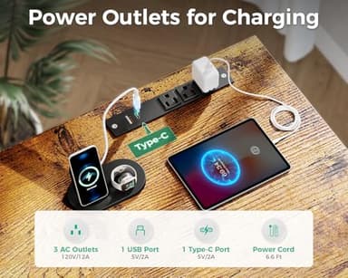 Coleshome Small Computer Desk with Drawers, 40 Inch Reversible Home Office Desk with Power Outlet, Study Laptop Vanity Table with Storage Shelves for Bedroom Small Space, Rustic Brown - Image 4